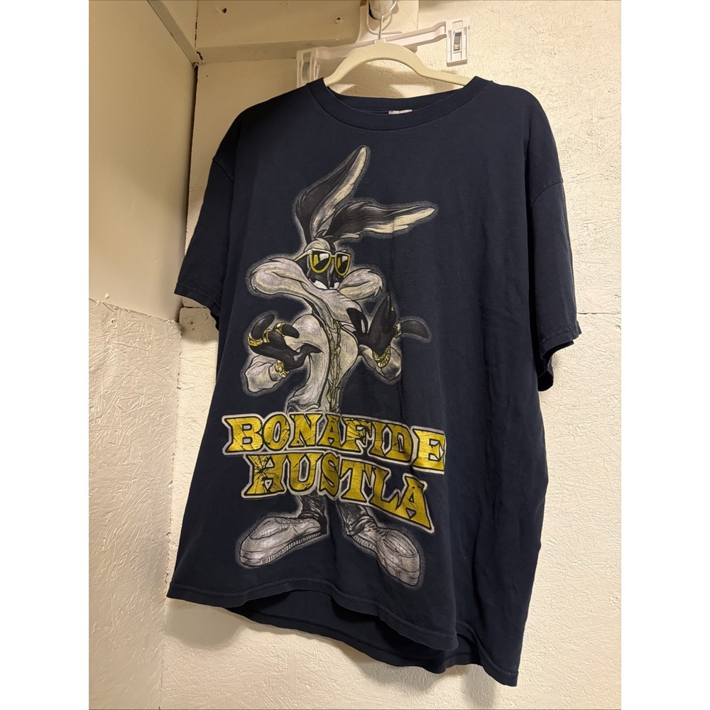 Looney Tunes Wile E. Coyote Bonafide Hustla Tee Shirt Y2K 2007 NOS w/tag XL